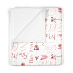 Personalized Baby Blanket - 30"x40" Soft Floral Deer Design, Custom Name, Minky & Fleece - View #12