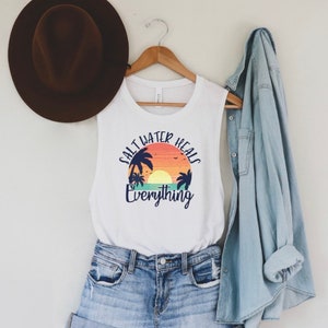 Saltwater heals everything T-shirt, beach tee, beach trip tank, saltwater heals everything tank top