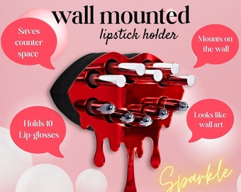 Lipstick Organizer, Makeup Organizer, Makeup Holder, Lipstick Holder, Wall Mounted Makeup Holder, Gifts for her, Bridesmaids Gifts