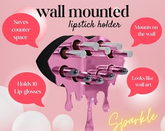 Lipstick Organizer, Makeup Organizer, Makeup Holder, Lipstick Holder, Wall Mounted Makeup Holder, Gifts for her, Bridesmaids Gifts