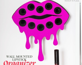 Handmade Dripping Lip Lipstick Holder, Wall Mounted Makeup Organizer