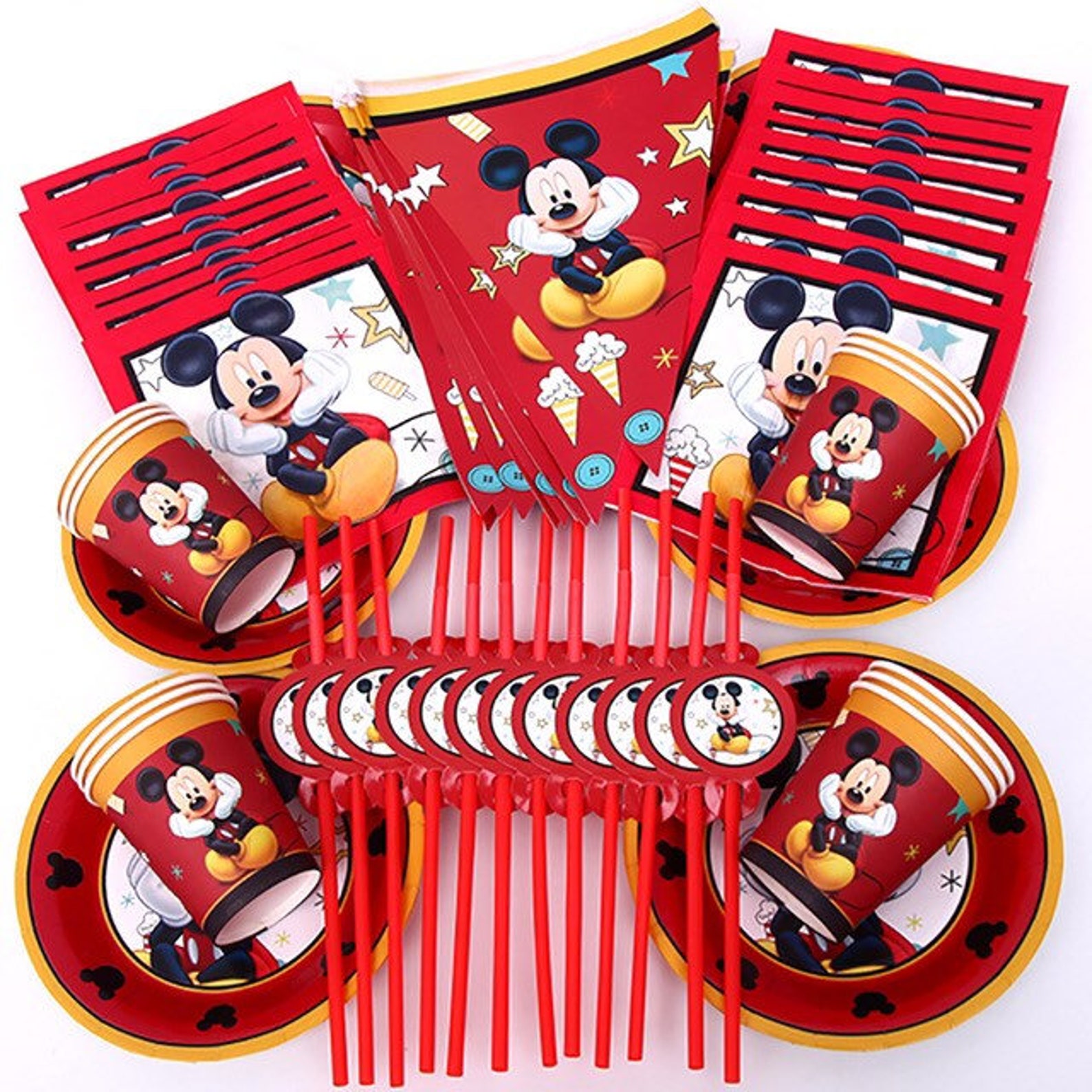 Mickey Mouse Party Supplies Red mickey mouse party supplies disney boy birthday party | Etsy