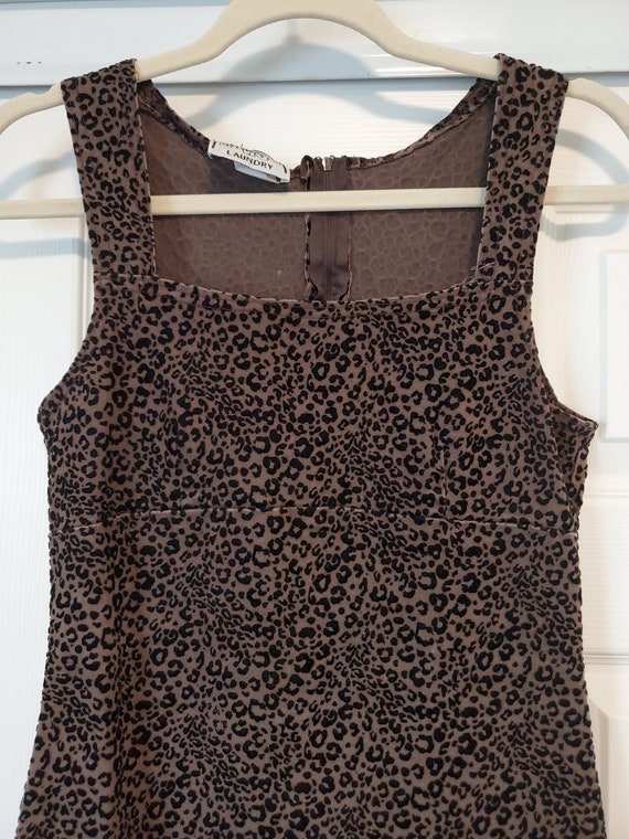 90s flocked leopard print mini dress - image 1