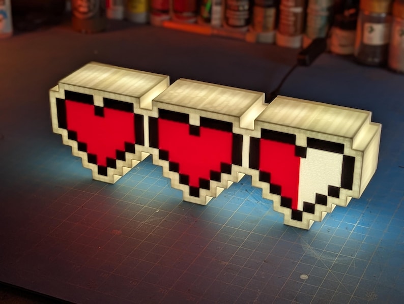Led Heart Card Zelda Hearts - LED Lightbox Sign - Hangable W/dimmer Option - Etsy