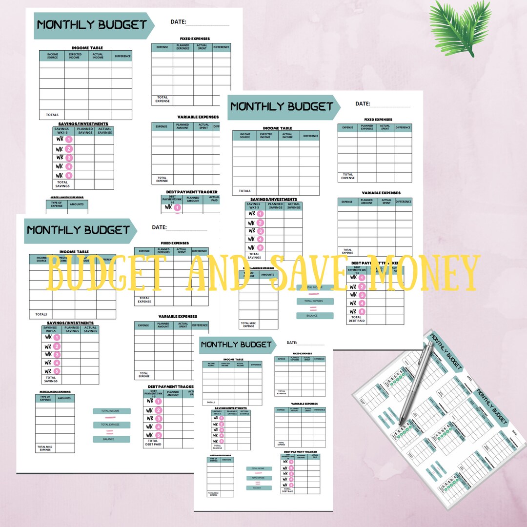 SIMPLE MONTHLY BUDGET Digital Printables Size 8.4 X 11 and A4 - Etsy
