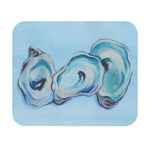 Alfombrilla de ratón con diseño de conchas de ostras azules / Regalo ideal para la oficina con temática playera.
