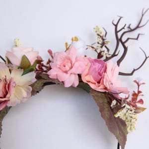 Custom elven floral tiara, deer antlers on a hair band,  we choose the basic colour scheme and you can tell us what colours you would like us to add.