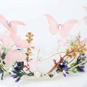 Pink Butterfly tiara – Magical Faerie  Crown for Brides, Imaginative Play, Woodland Gatherings,  Cosplay Headband, Renaissance Fairs