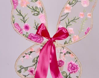 Fairy Wings Embroidered  Pink Butterfly Wings for Children cake smash, birthday photo shoot, flower girls, birthday party
