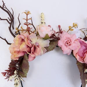 Custom elven floral tiara, deer antlers on a hair band,  we choose the basic colour scheme and you can tell us what colours you would like us to add.