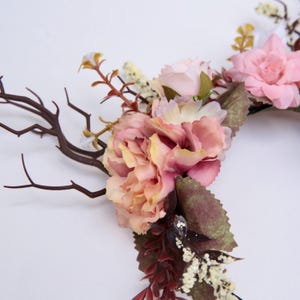 Custom elven floral tiara, deer antlers on a hair band,  we choose the basic colour scheme and you can tell us what colours you would like us to add.
