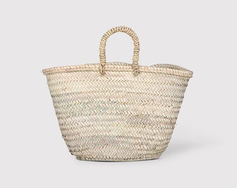 Moroccan bag -Palm straw monogram basket, straw handle, hand painted with your initials, market bag, teachers gift