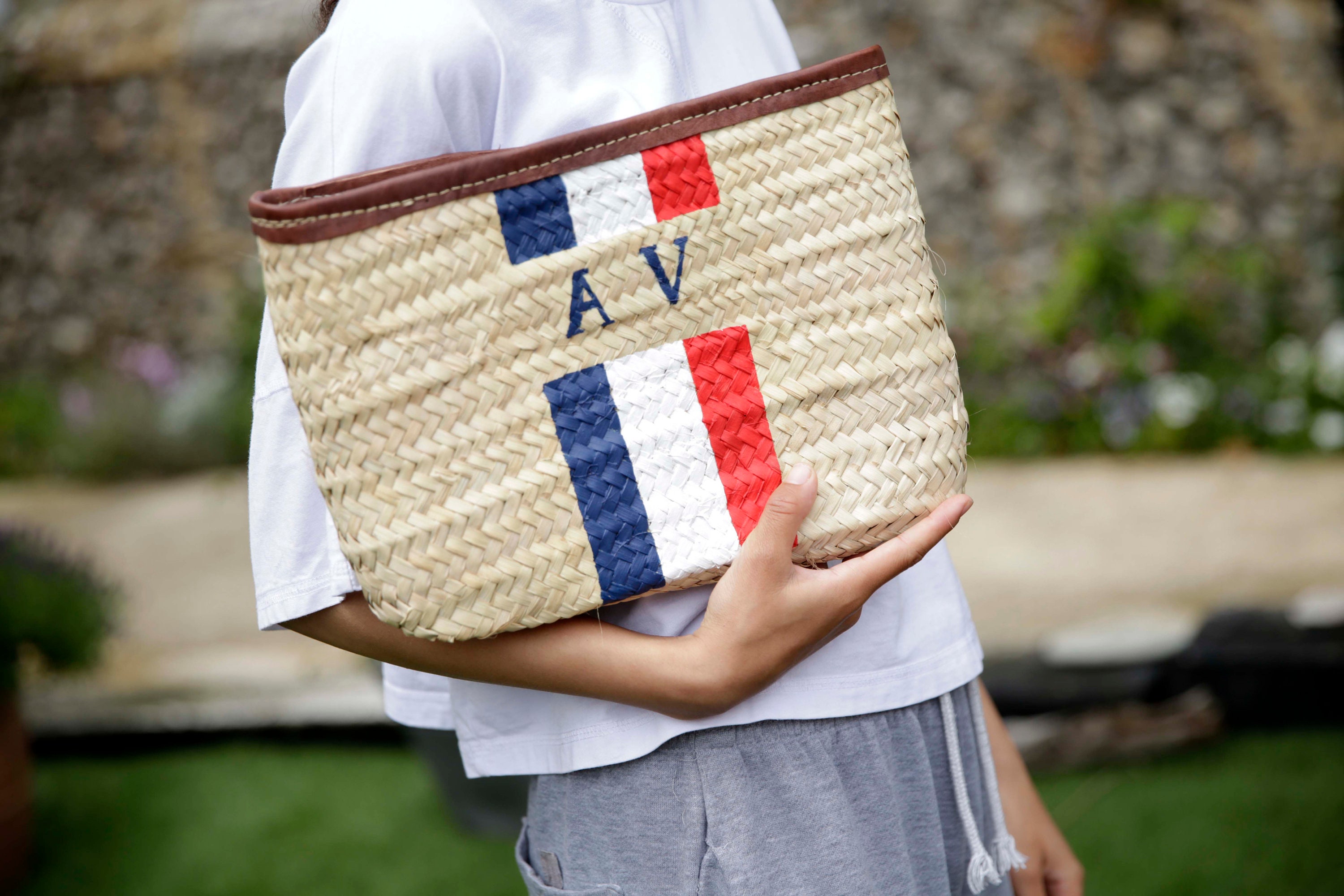 Straw Clutch Bag With Zip French Market Basket Monogram 