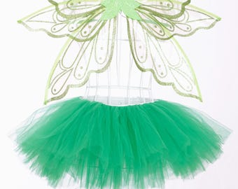 Damen Tutu Röcke. Grünes Tüll-Tütü und grüne Feenflügel. St Patrick Tag Outfit.Mädchen Junggesellinnenabschied, Frauen-Party-tutu Röcke. Wildes Gänseblümchen.