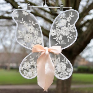Fairy Wings. Beautiful Ivory coloured handcrafted embroidered butterfly wings for Children. Fairy dress up with an optional free satin bow.