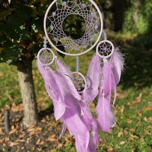 Dreamcatcher Large Purple Feather Dreamcatcher, Room decor, birthday gift, Gifts for her, Quartz Dreamcatchers. New home, nursery decoration