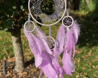 Dreamcatcher Large Purple Feather Dreamcatcher, Room decor, birthday gift, Gifts for her, Quartz Dreamcatchers. New home, nursery decoration