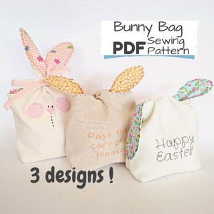 Bunny Ears Bag PDF Pattern 3 Design Choices, Reversible Easter Favours ...