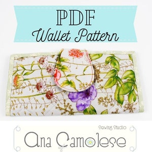 Portemonnaie PDF | DIY Damen Geldbörse | Einfach Nähen Geldbörse PDF | Bi-fach falten Stoff Geldbörse | Geldbeutel Anleitung