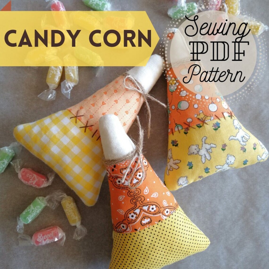 Candy Corn PDF Pattern Fabric Candy Corn Bowl Filler Sewing Etsy