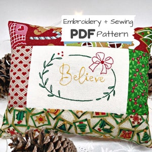 Broderidesign för julord – Minikuddmönster i PDF-format