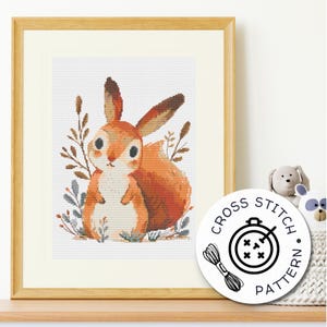 Theo the Squirrel Cross Stitch Pattern – PDF Download, Woodland Animal Embroidery, Beginner to Advanced DIY Needlecraft