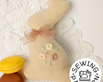 Farmhouse Easter Bunny Sewing Pattern: DIY Fabric Ornament (PDF)