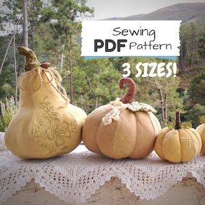 Pumpkin PDF Pattern 3 sizes - Plump Pumpkin Sewing PDF - Fabric Pumpkin Patch Sewing Pattern - Patchwork Pumpkin Pattern Instant Download