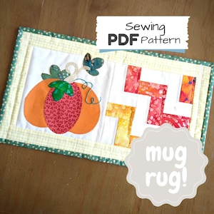 Pumpkin Mini Quilt Pattern: Fall Mug Rug (PDF Pattern)