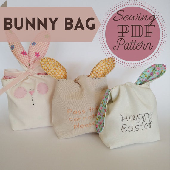 Bunny Ears Bag PDF Pattern 3 Design Choices Reversible Easter | Etsy