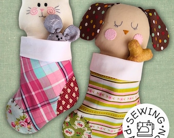 Weihnachts-Haustier-Strümpfe Schnittmuster: Katze & Hund Ornamente (PDF)