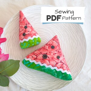 Watermelon PDF Pattern 2 Sizes - Fabric Watermelon Bowl Filler Sewing PDF -Stuffed Watermelon Ornament Instant Download