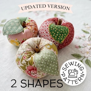 Fabric Apple Pincushion Sewing Pattern · 2 Shapes · Fall Decor · Scrap Fabric Beginner PDF Download