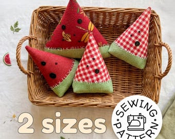 Watermelon Slice Sewing Pattern — Patchwork Pincushion PDF, 2 Sizes, Improv Quilt Block