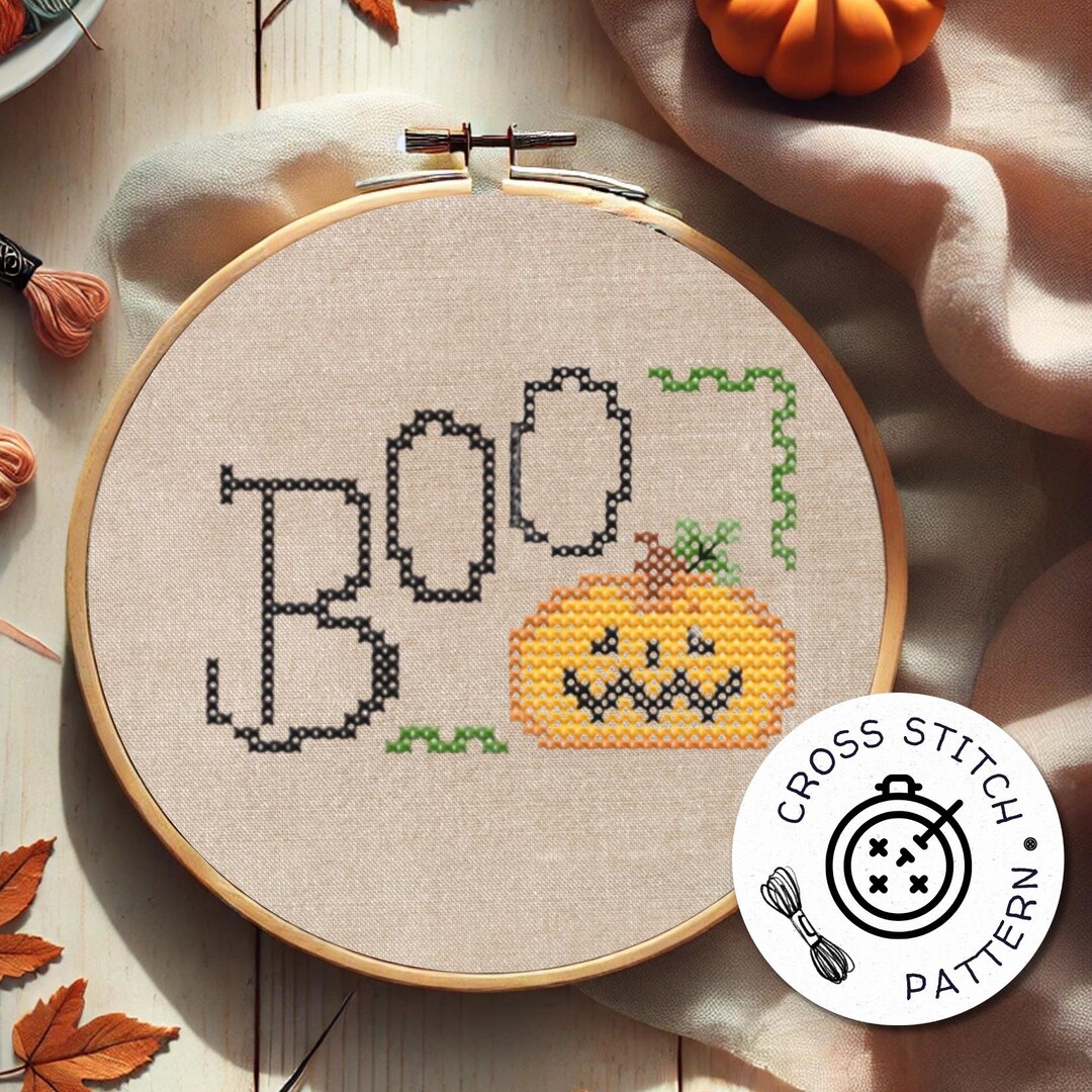Halloween Cross Stitch Pattern PDF, Easy Pumpkin Motif, Counted Cross ...