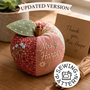Fabric Apple Pincushion Sewing Pattern · Fall Decor · Scrap Fabric Beginner PDF Download