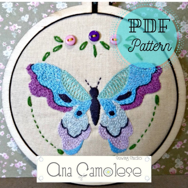 Butterfly Hand Embroidery Pattern Easy Butterfly embroidery | Etsy