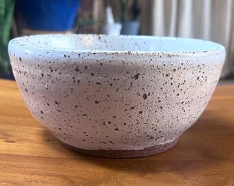 2 Handmade Speckled White Ceramic Bowl Set | Rustic Stoneware Cereal & Soup Bowls