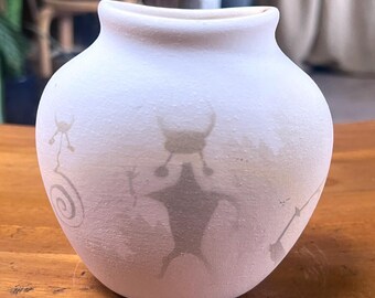 Authentic Signed Diné Navajo Pottery Vase – "Ancient Shadows" Collection