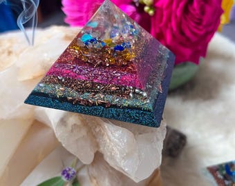 Ritual & Relic Energy Pyramid Set | 203g Handmade Orgone Pyramid + Sage Bundle | Cleansing, Protection and Grounding
