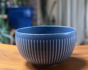 Toki Takane Japanese Blue Tokusa Stripe Bowl - Mino Ware Made in Japan