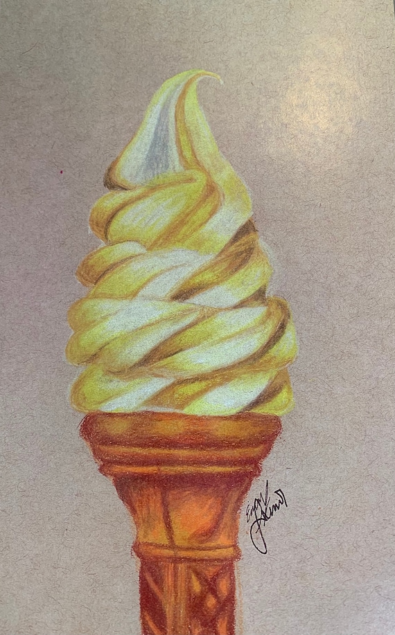 Ice Cream Colored Pencil Drawing | Etsy
