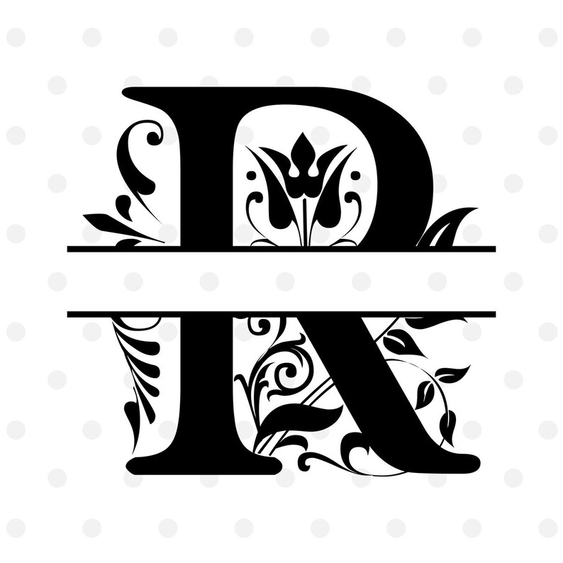 Download R Initial SVG Monogram Split Letter R Svg Cut File for | Etsy
