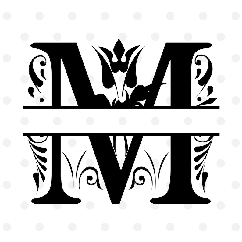 Download M Initial SVG Monogram Split Letter M Svg Cut File for | Etsy