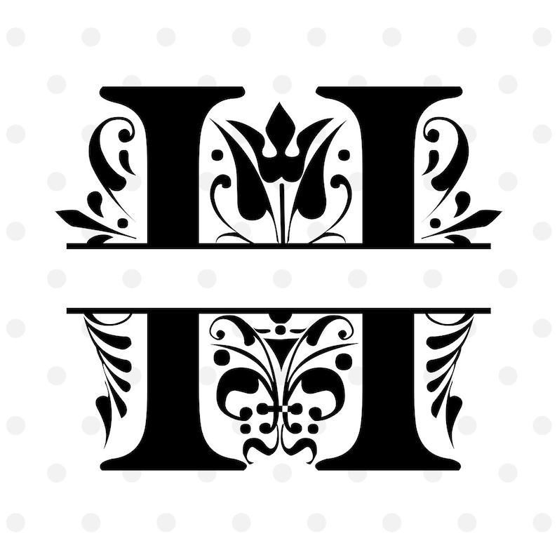 Download H Initial SVG Monogram Split Letter H Svg Cut File for | Etsy