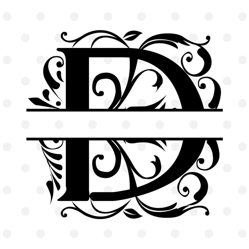 D Initial SVG Monogram Split Letter D Svg Cut File for | Etsy