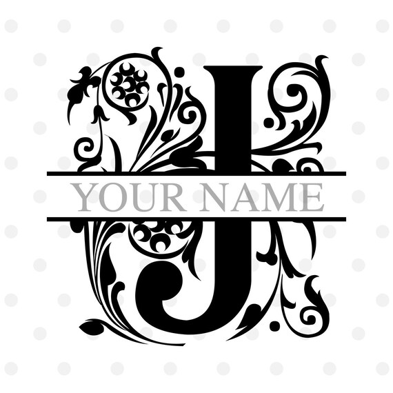 J Initial SVG Monogram Split Letter J Svg Cut File for | Etsy