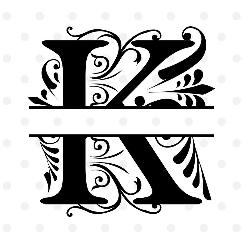 K Initial SVG Monogram Split Letter K Svg Cut File for image 1.