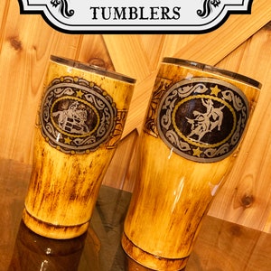 Custom Rodeo Buckle Tumbler: Steer Wrestling, Barrel Racing, Roping