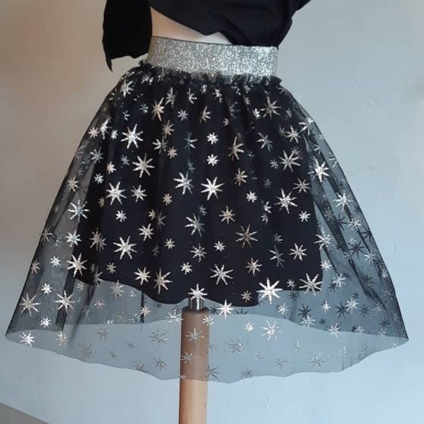 jupe en tulle noir et argent, jupon pour petite fille 6 8 ans pour les fetes